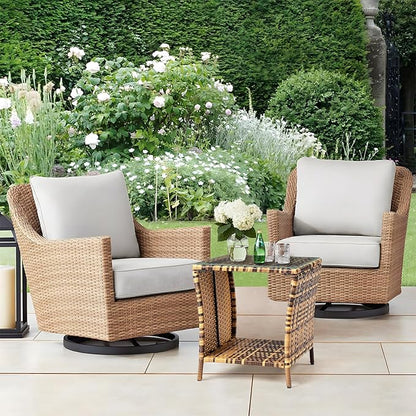 Wicker Rattan Side Table, Outdoor Square Rattan Coffee End Table Patio Wicker Table with Tempered Glass Top and Storage for Garden Porch Deck Backyard (Yellow Gradient)