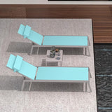 Domi Patio Chaise Lounge Set of 2 with Side Table, Aluminum Adjustable Pool Lounge Chairs - Photo 7