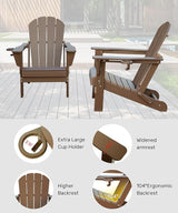 Domi Folding Adirondack Chair, HDPE Adirondack Chair with Cup Holder - Photo 5