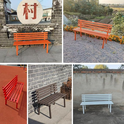 Metal Garden Bench, Park Deck Lawn Outdoor Benches Weatherproof, Porch Bench Seat with Backrest for Patio Yard Balcony Entryway, 100/120/150/180 Cm Outdoor Furniture(Green,180 cm/70.9 in)