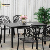Outsunny Outdoor Dining Table for 6 Person, Rectangular Patio Table, Aluminum Metal Legs for Garden, Lawn, Patio - Photo 2