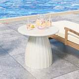 Round Small Patio Side Table, Metal Steel Outdoor Side Table, Patio Accent End Table for Garden, Pool, Deck, Balcony - Photo 4