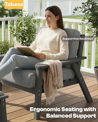 Patio Furniture Set, HDPE Outdoor Sofa Set with Gray Washable Cushions, Patio Conversation Sets for Lawn, Garden, Porch, Balcony & Deck, Durable Outdoor Sectional Furniture (Gray Frame)