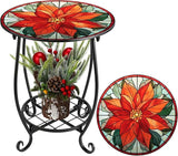 Outdoor Side Table Round Small Mosaic Patio Accent Indoor End Plant Coffee Tea Table for Yard Patio Porch Garden Living - Photo 1
