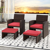 Tangkula 2 Pieces Patio PE Rattan Ottomans - Photo 8