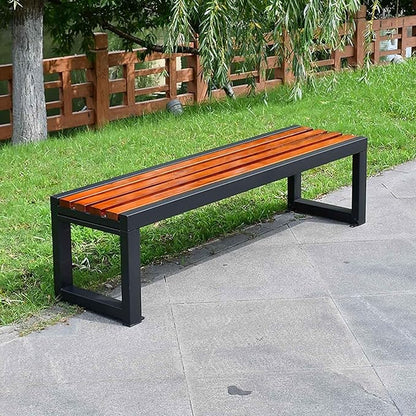 Porch Benches Outdoor Patio Seating Weatherproof Garden Bench 31" Metal Frame Park Bench for Yard Patio Entryway Outside(Brown,Length 47")