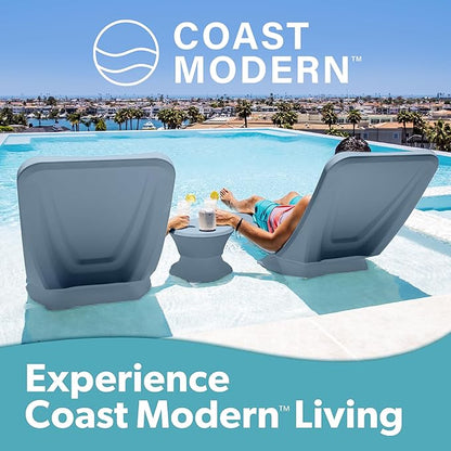 GoSports Coast Modern in Pool Lounge Chair - Waterproof & Weighted Chaise Lounger - Outdoor Pool Furniture for Patio or in Baja Shelf - Stone Blue