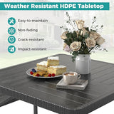 Giantex Picnic Table Bench Set for 4-8 People, 34" Outdoor Square Dining Table & 2 Benches w/Umbrella Hole - Photo 7
