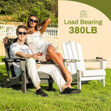 SERWALL Adirondack Chair with Cup Holders - Composite Adirondack Chairs HDPE Outdoor Chairs All Weather Use- White - Photo 6