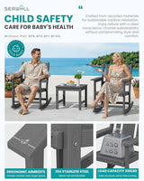 SERWALL Outdoor Rocking Chairs Set of 2 with 1 Side Table & 9ft Patio Umbrella - Photo 5