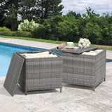 Verano Garden Outdoor Wicker Side Table Set of 2, Small Storage Rattan Wicker End Table - Photo 9