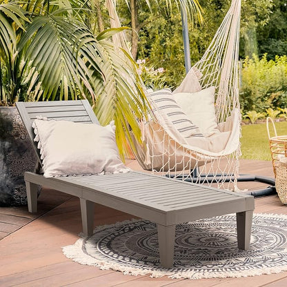 Giantex Set of 2 Outdoor Chaise Lounge Patio Recliner Chair with 5-Position Adjustable Backrest, Weather-Proof & Rust-Resistant Chaise Lounger for Patio, Beach, Balcony, Poolside