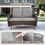 Patio Loveseat Wicker Loveseat Rattan Glider Sofa with Curved Armrest Thicking Back & Seat Cushions for Garden Balcony - Photo 6