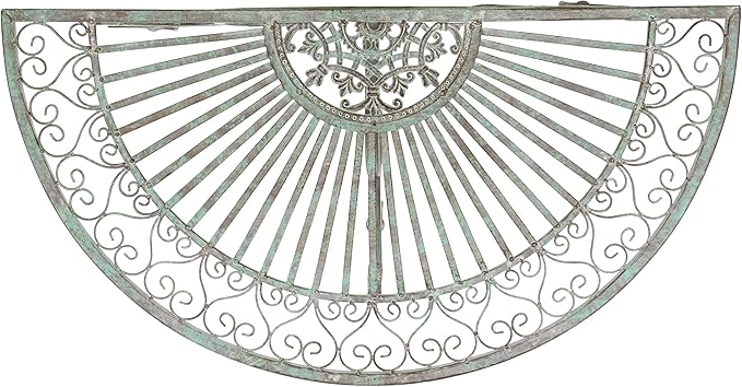 SAFAVIEH Outdoor Collection Annalist Victorian Scroll Antique Dark Green Wrought Iron Half Moon Accent Table