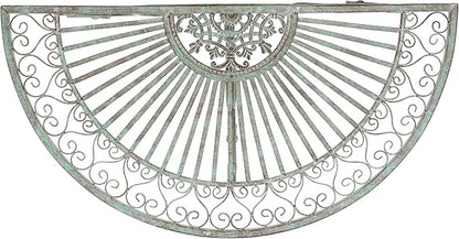 SAFAVIEH Outdoor Collection Annalist Victorian Scroll Antique Dark Green Wrought Iron Half Moon Accent Table