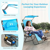 Goplus Zero Gravity Chairs, X-Large Folding Lounge Lawn Chair w/Canopy Shade & Cup Holder - Photo 6