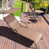 Giantex Patio Chaise Lounge Chair, Outdoor Beach Chair with Adjustable Canopy, Cupholder, 5-Level Backrest, Metal Frame - Photo 2