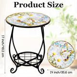 Outdoor Patio Side Table - 14" Metal Small Round Coffee Tables - Photo 3