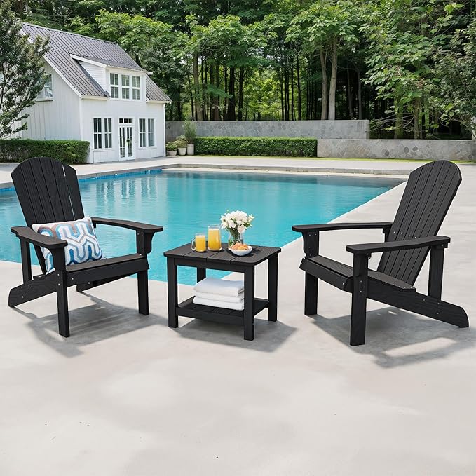 18" Outdoor Side Table, 2-Tier Patio Side Table, Weather Resistant, Easy Assembled - Photo 2