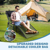 Folding Lounge Chair Outdoor with Insulated Cooler Bag Portable for Outside Patio Chaise Lounge Chair 5-Position with - Photo 7
