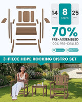 SERWALL Outdoor Rocking Chairs Set of 4 with 2 Side Tables - Photo 4