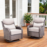 Luxury Outdoor Swivel Rocker Patio Chairs Set of 2 with 6-Inch Thick Cushions - Photo 1