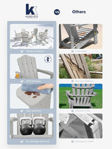 KINGYES Folding Adirondack Chair Set of 8, HDPE All-Weather Patio Chairs with Cup Holder - Photo 6