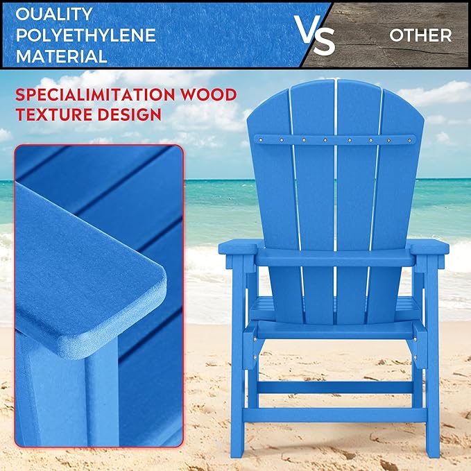 Costaelm Kids Lawn Chair Set of 2, Toddler Outdoor Chair Kids Patio Furniture and Outdoor Children Picnic Activity Baby Adirondack Chairs Set of 2 for Garden, Patio, Backyard & Beach, Pacific Blue