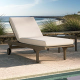 Modway Saratoga Teak Outdoor Chaise Lounge Chair in Weathered Gray White – Adjustable Wood Pool Lounge Chair with - Photo 4