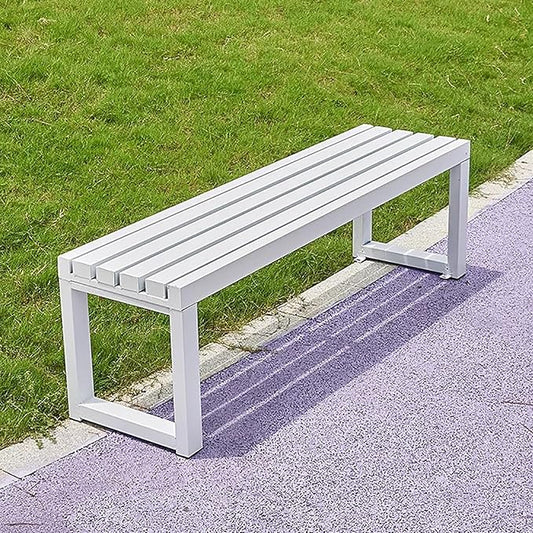 Outdoor Park Bench, Garden Patio Metal Bench 31in-79in, Weatherproof, Load Capacity 880lbs, for Park Yard Front Porch Path Yard Lawn Decor Deck Furniture(White,120cm/47in)