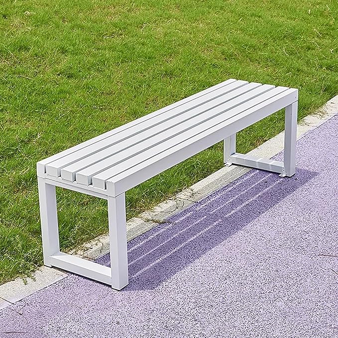 Outdoor Park Bench, Garden Patio Metal Bench 31in-79in, Weatherproof, Load Capacity 880lbs, for Park Yard Front Porch Path Yard Lawn Decor Deck Furniture(White,100cm/39in)