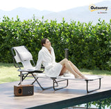 Outsunny Tanning Chaise Lounge Chair, 4-Position Beach Chair with Face & Arm Holes, Pillow headrest - Photo 2