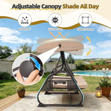 3 Seat Outdoor Porch Patio Swing with Adjustable Canopy& Backrest, Outdoor Swing for Adults - Photo 4