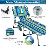 GYMAX Tanning Chair, Folding Beach Lounger with Face Arm Hole, Adjustable Backrest, Side Pocket & Carry Handle - Photo 5