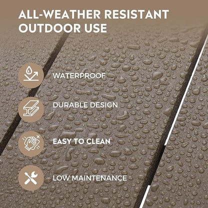 Costaelm Square Outdoor Side Tables, Adirondack Patio Tables for Outside, HDPE Patio End Table Weather Resistant, Balcony Table for Pool, Seaside, Backyard, Porch, Indoor Companion, Weathered Wood