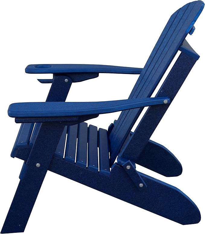 Furniture Barn USA Poly Folding Adirondack Chair with Smart Phone Holder, Patriot Blue