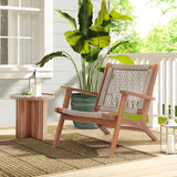 Verano Garden Set of 2 Patio Lounge Chair, Modern Acacia Wood Accent Armchair with Handwoven Rope for Patio, Living Room - Photo 2