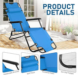 Outvita Folding Chaise Lounge Chair, Outdoor Adjustable Recliner Chair with Pillow for Camping, Beach, Poolside, Garden - Photo 5