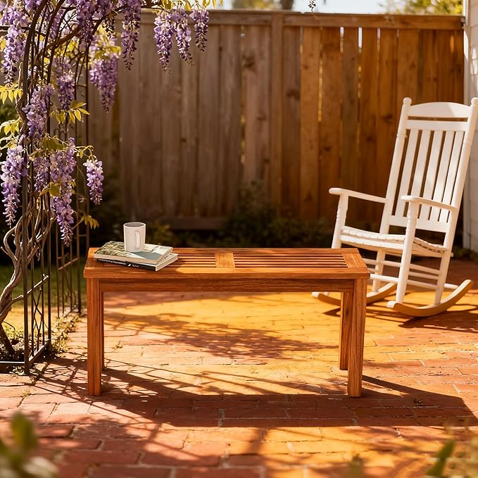 ERGOMASTER Wooden Backless Outdoor Bench Set of 1, 2-Person Indoor Outdoor Patio Dining Benches for Backyard, Lawn, Porch, Garden
