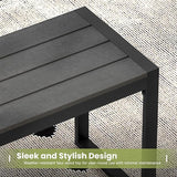 53" Outdoor Bench, Patio Backless Garden Bench with Metal Frame for Porch, Entryway, Lawn, Backyard, Black - Photo 3