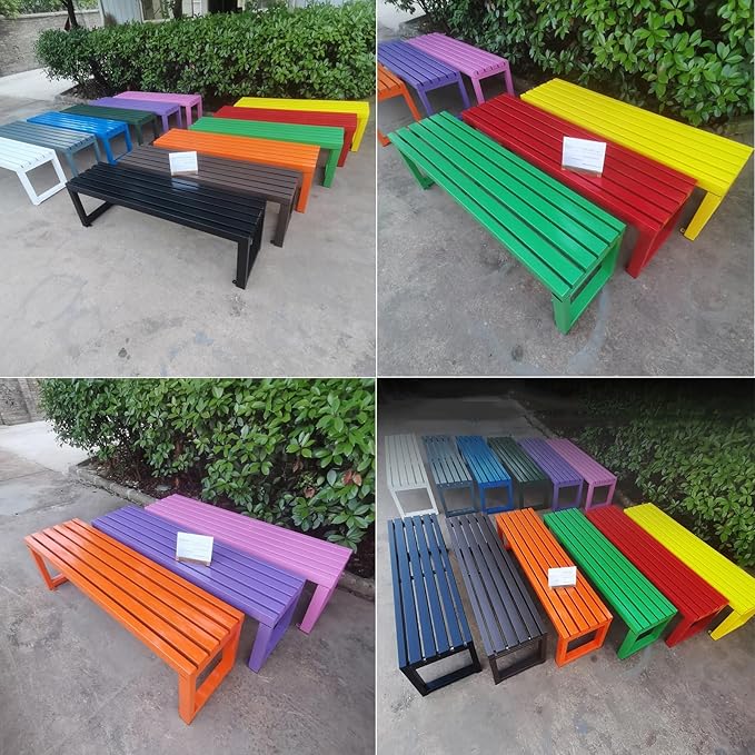 Outdoor Bench Weatherproof Garden Bench Metal Outdoor Seating All Weather Park Bench Outside Bench, Easy to Assemble(Purple,150cm/59in)