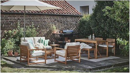 Outdoor Lounge Chair, Solid Acacia Wood Patio Armchair with Wide Deep Seat, Light Brown Stain Finish, Durable Balcony or Garden Seating, 27.125 x 30.625 x 27 Inches, 243 lb Capacity
