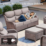 Luxury High Back Patio Furniture Set with 6-Inch Thick Cushions, 4-Pieces Outdoor Furniture with Swivel Chairs Fire Pit - Photo 7