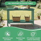 Weatherproof HIPS Outdoor Console Table, 48'' 2-Shelf Side Table Indoor/Outdoor Use - Photo 6
