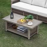 Outdoor Coffee Table, Never Rusts Aluminum Rope Weave Patio Coffee Table - Photo 2
