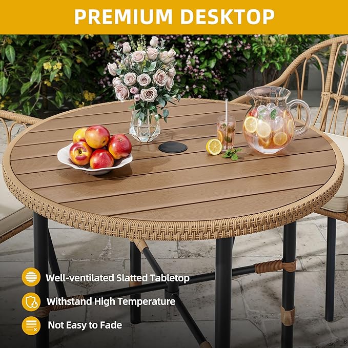 DWVO 5 Piece Patio Dining Sets, Outdoor Dining Furniture Set with 2" Umbrella Hole - Photo 4