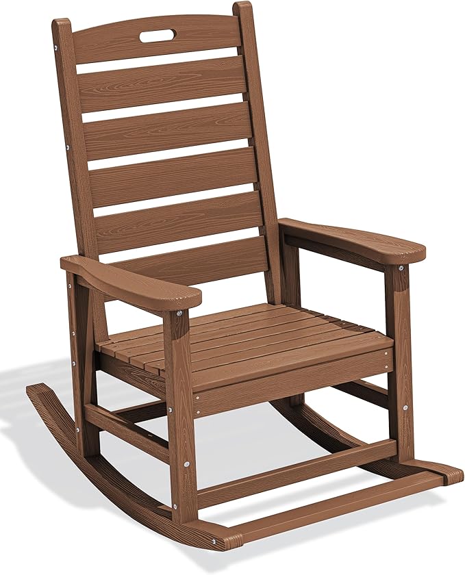 SERWALL Outdoor Rocking Chair, Oversized Rocking Chair with Footrest for Adults - Photo 1