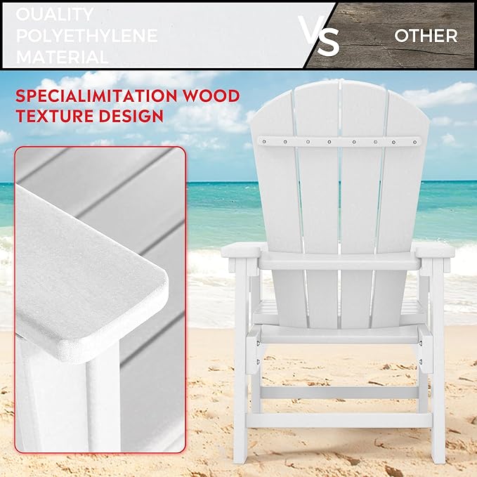 Costaelm Kids Lawn Chair Set of 2, Toddler Outdoor Chair Kids Patio Furniture and Outdoor Children Picnic Activity Baby Adirondack Chairs Set of 2 for Garden, Patio, Backyard & Beach, White