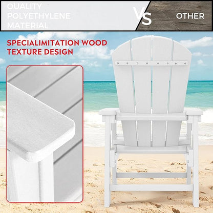 Costaelm Kids Lawn Chair Set of 2, Toddler Outdoor Chair Kids Patio Furniture and Outdoor Children Picnic Activity Baby Adirondack Chairs Set of 2 for Garden, Patio, Backyard & Beach, White