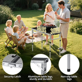 Anbte 3ft Folding Grill Table with Storage Bag, 3 Adjustable Height 27.5" Aluminum Portable Grill Table, Heat Resistant - Photo 5